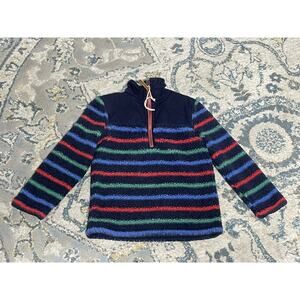 Joules Pullover Blue Striped Fuzzy Sweater Quarter Zip Boys Size 5Y
